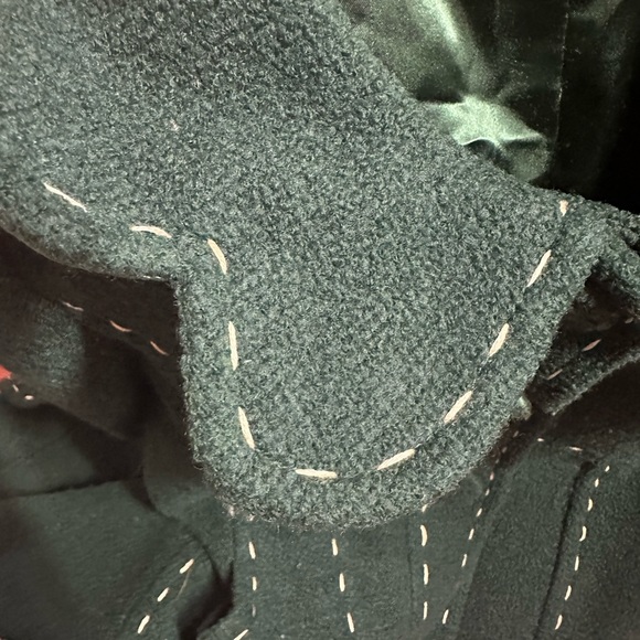 Retro green Mary Jane jacket coat wool-blend 80s Korean - Picture 5 of 10